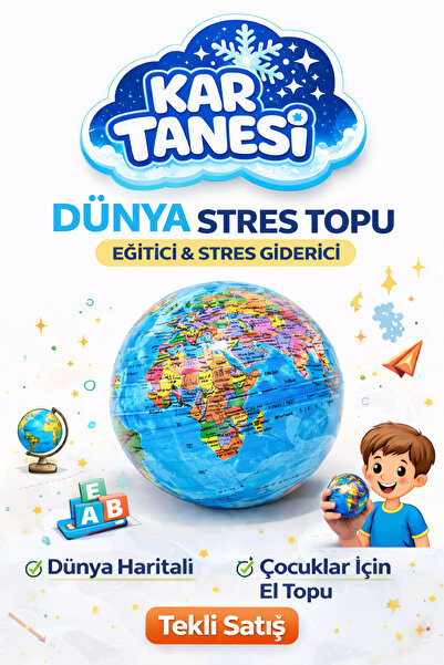 KAR TANESİ Dünya Stres Topu | Dünya Haritalı Çocuk Oyuncak | Karne ve Doğum G...