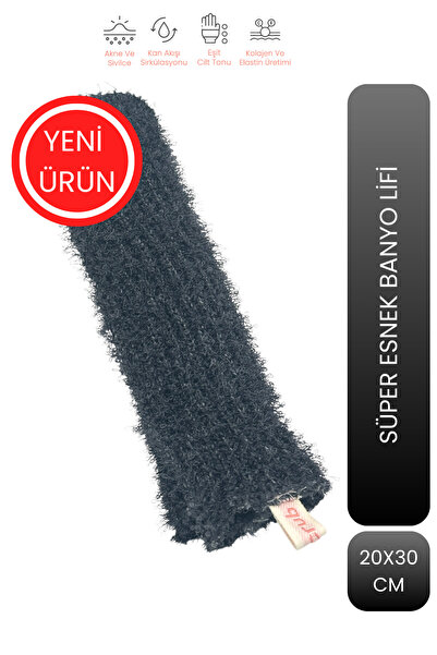 LET'SCRUB Süper Esnek Antrasit Banyo Lifi Tüm Cilt Tiplerine Uygun Duş Lifi U...