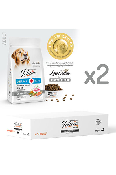 Felicia Derma Care Somonlu Orta ve Büyük Irk Yetişkin Köpek Maması 6Kg