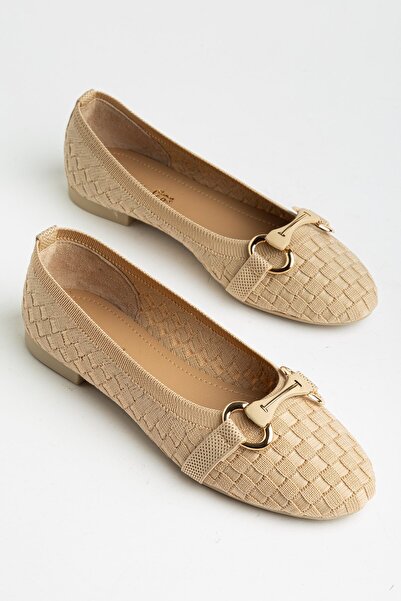 Dilimler Ayakkabı Mărimi mari Femei balerini Bej Textil din material subțire ...
