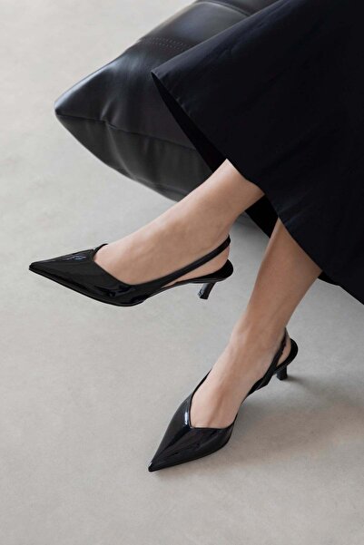 STRASWANS Piele lacuită pentru femei Levina pantofi cu toc Negru