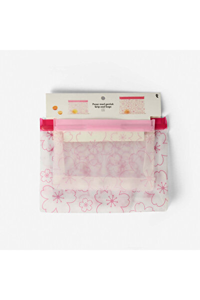 Flying Tiger Copenhagen Pembe Çiçekli 2'li Kilitli Poşet