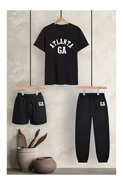 FATOOM STILE 3-Piece Unisex Tshirt-Shorts-Sweatpants Combination Printed