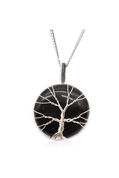 AW Gifts Necklace with Tree of Life motif - Onyx