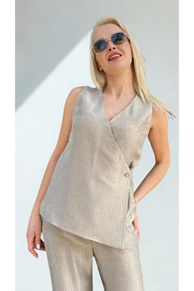 Unique Silvery Cupra Fabric Vest