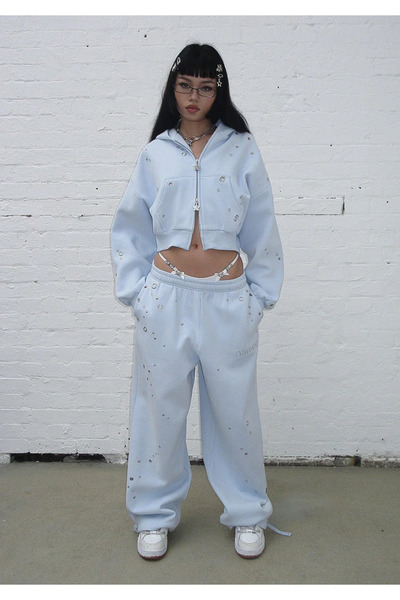 Bravebell Glitch eyelet Oversized tracksuit set