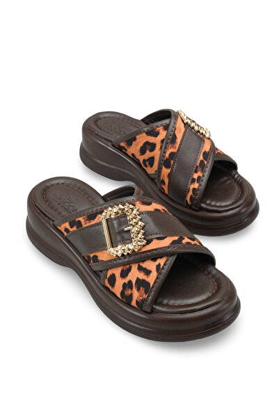 Riccon Ženska Papuče 00121023 Smeđi Leopard