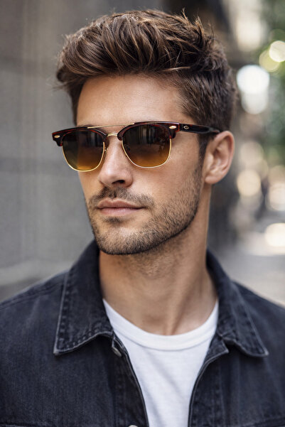 Révano Premium Retro Half-Rim Sunglasses for Men | UV Protection | Lightweigh...