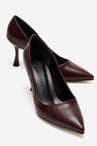 CCWAY AYAKKABI حذاء نسائي بكعب ستيليتو باللون العنابي المجعد