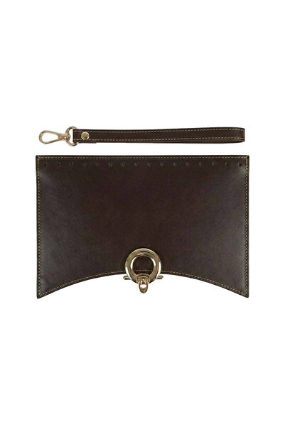 Ritzz طقم أغطية جلد صناعي حقيبة مع إكسسوارات ذهبية - بني