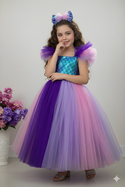 RUMİ KİDS Rochie costum sirenă pentru petrecere mov