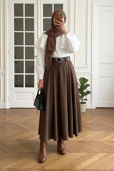 MODAQU Pachet de curea fuste Tivil cu fermoar în față cu pliuri cu buzunare -...