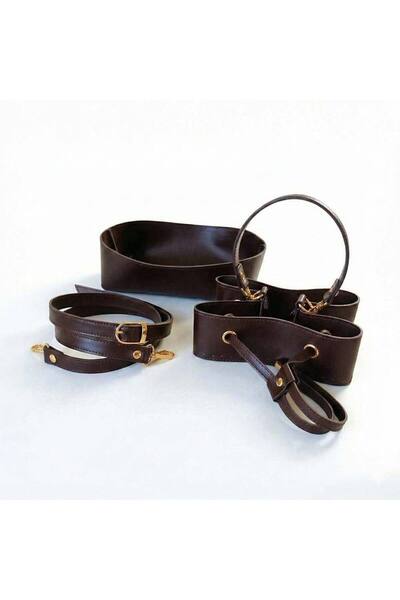 Ritzz جلد صناعي مجموعة من حقيبة قطعة مع 4 قطع إكسسوارات ذهبية