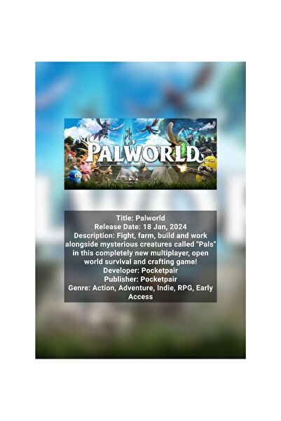OEM Palworld Infographic Poster, Survival & Crafting Game, Premium Cardboard ...