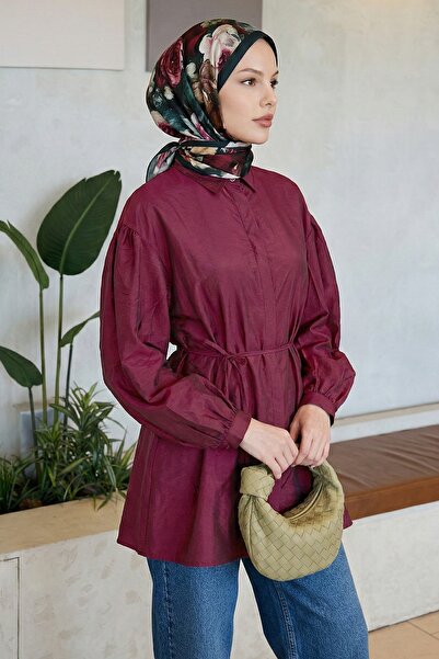 InStyle Κρυφό Πουκάμισο με Πάτσεϊλ Μπορντό