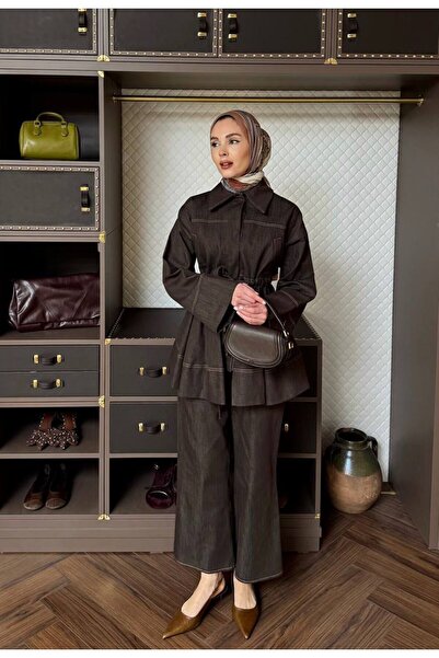 Almira Rahat Kalıp Modern Şık Tesettür İkili Kot Takım