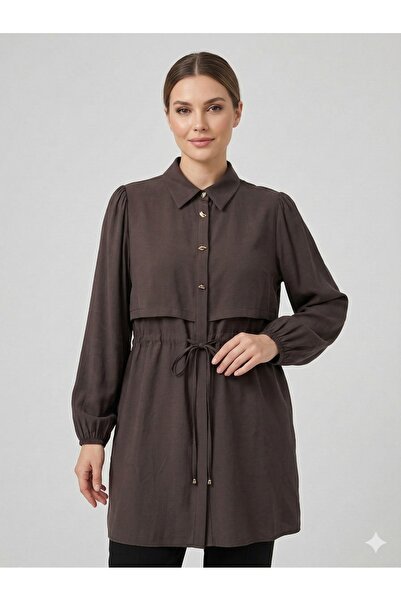 Kayra Beli Bağcıklı Kolları Lastikli Tunik 21170