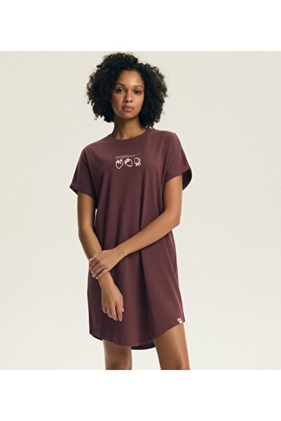 Henderson Women's Classic Sleep T-Shirt Dress with Minimalistic Strawberry Gr...