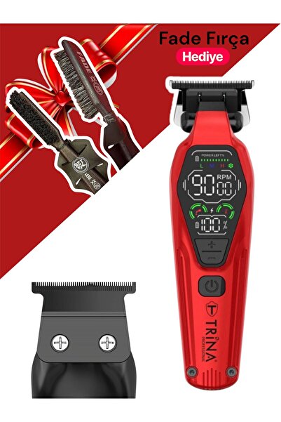 Trina 0013 Kırmızı Profesyonel Saç Sakal Ense Sıfırlama Tıraş Makinası / 126 ...