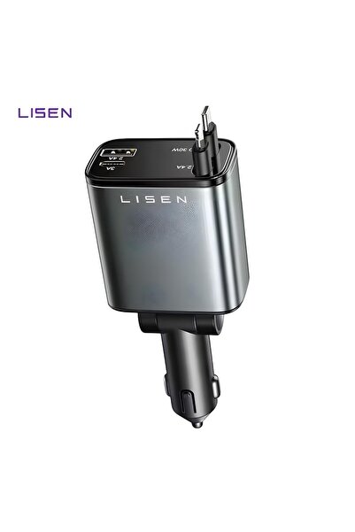 LISEN 75W 4in1 Çekilebilir Araç Şarj Cihazı – Type-C ve Lightning Hızlı Şarj ...