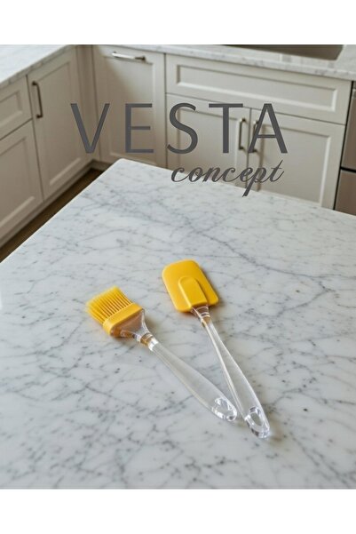 VESTA Concept Transparent Strappy Silicone Brush and Spatula Set - 2-Piece He...