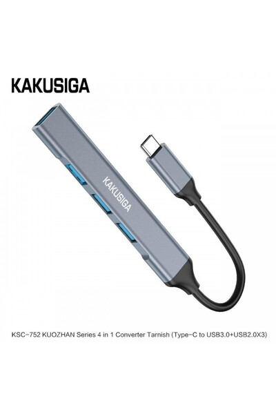 KAKU 4in1 USB hub with Type-C plug KSC-752 1xUSB-A 3.0 + 3xUSB-A 2.0, Gray