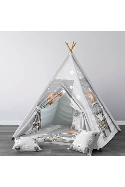 instababyrooms Çocuk Oyun Çadırı Ayı ve Karavan Dijital Baskılı