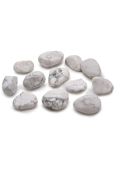 AW Gifts Pungă cu 12 pietre africane de dimensiuni medii - Howlit alb - Magnezit