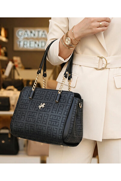 Çanta Trend Miami Polo Clup Women's Bag with 5-Eye Chain Hand Strap Detail an...