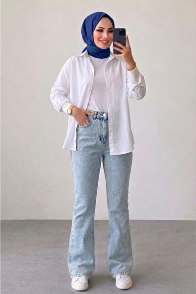 Tesettür Diyarı Γυναικείο Ισπανικό Τζιν Παντελόνι - Πλύσιμο στο Χιόνι