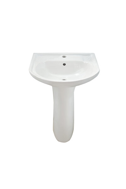 regata Set chiuvetă cu piedestal Simple 50 cm, alb, cu preaplin și orificiu p...
