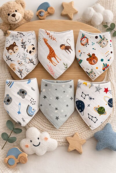 Pico Baby %100 Pamuk Müslin Kumaş / Çıtçıtlı / Desenli / Bebek Salya Önlük & ...