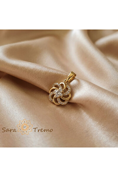 SaraTremo Μενταγιόν με Λουλούδι Harmony – Μενταγιόν επιχρυσωμένο με χρυσό 14 ...