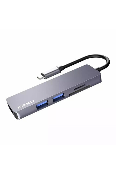 KAKU USB hub with Type-C connector KSC-274 2xUSB-A, MicroSD, HDMI, Gray