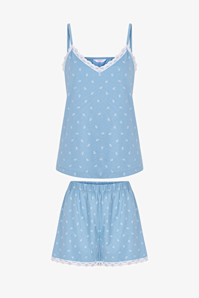 Penti Mavi Aqua Şortlu Pamuklu Pijama Takımı