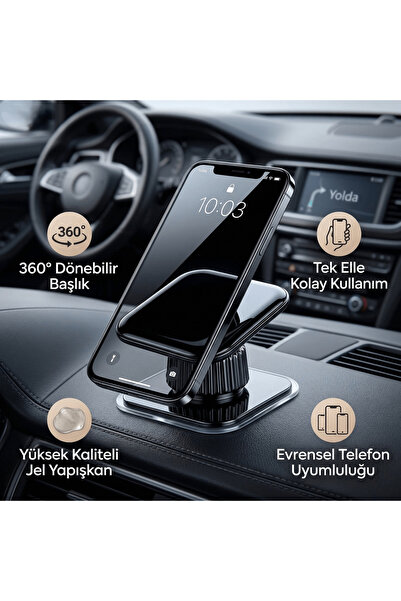 optana Jel Yapışkanlı Araç İçi Telefon Tutucu - Torpido Üstü Sabitlenebilir 3...