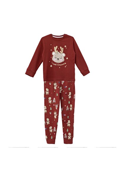 OEM Red Christmas Pajamas with Patterned & Gold Glitter for Children 8 Years ...