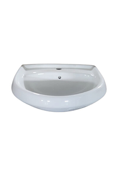 regata Lavoar de baie cu piedestal Capri, 60 cm, ceramică albă, cu preaplin ș...