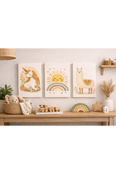 Lotus Home&More Bebek ve Çocuk Odası Premium Kalite Tuval Tablo Seti-Nursery ...