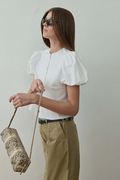 Suud Collection Ekru Beth Balon Kol Gömlek