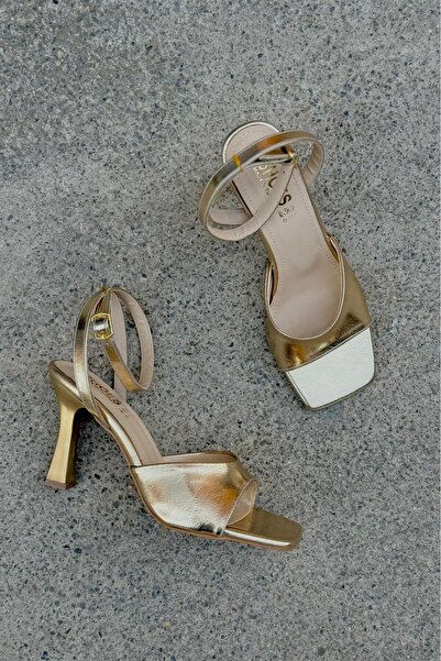 yezy shoes Gold Women's Heels Ankle-Tie Sandals Heeled Shoes