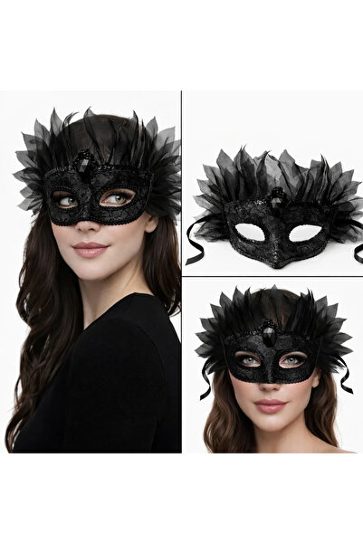 magicool قناع البندقية من الحجر الأسود، قناع حفلات فاخر من التول