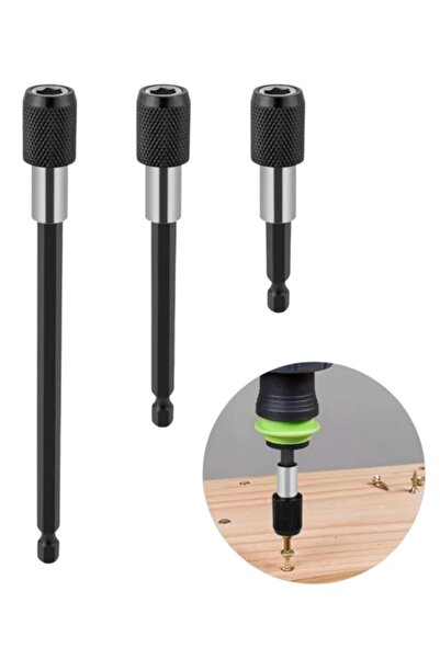 DepoMega 3 Parça Bits Uç Uzatma Adaptörü Matkap Uç Manyetik Uzatma 6 cm 10 cm...