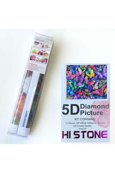 NT Boncuklu Taşlı Pano Mozaik Elmas Goblen Diamond Tablo 50 X 40 Cm Kelebek A...