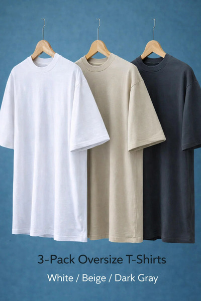 COMBİNE MİCHAİL Erkek Basic Kısa Kollu Oversize 3 Lü Tişört