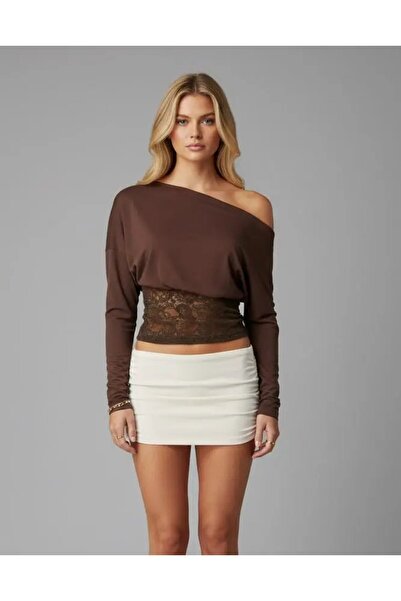 Park Karon Women's Boat Neck Bat Sleeve Skirt Lace Piece Combed Cotton Blouse...