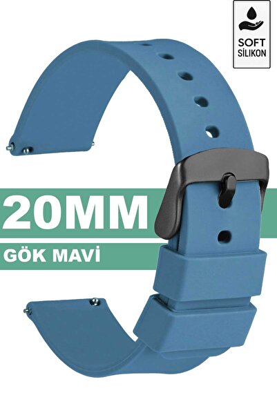 Trendburada 20mm Saatlerle Uyumlu Soft Silikon Saat Kordonu Kayışı