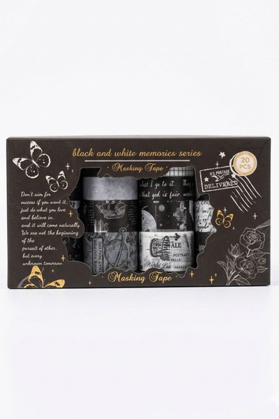Şehir Online Mağazacılık 20 τεμάχια Nostalgic Washi Tape Set Μαύρο και άσπρο ...