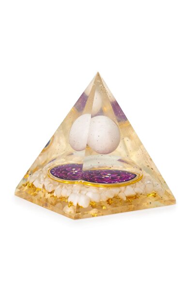 AW Gifts Orgonite Pyramid 7x6 cm - Floating Quartz Sphere - with Quartz pieces