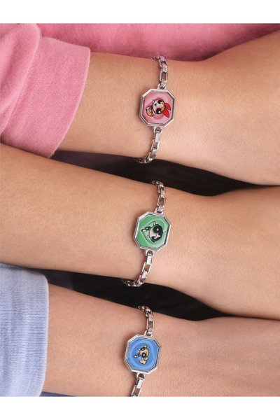 Dukkanka 3'lü Powerpuff Girls Best Friends Çiftli Kolye Bff Arkadaşlık Çelik Baskılı Bileklik